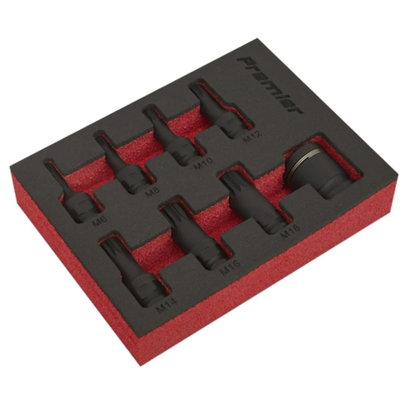 Sealey Premier Impact Spline Socket Bit Set 8pc 3/8"Sq Drive